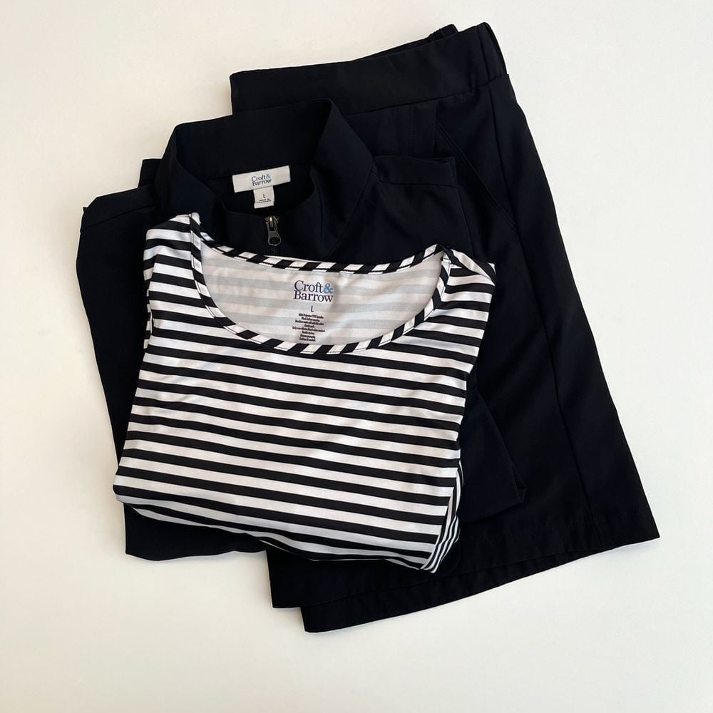 Croft & Barrow Black 3 Piece Lightweight Jacket With Tank Top And Skort W14