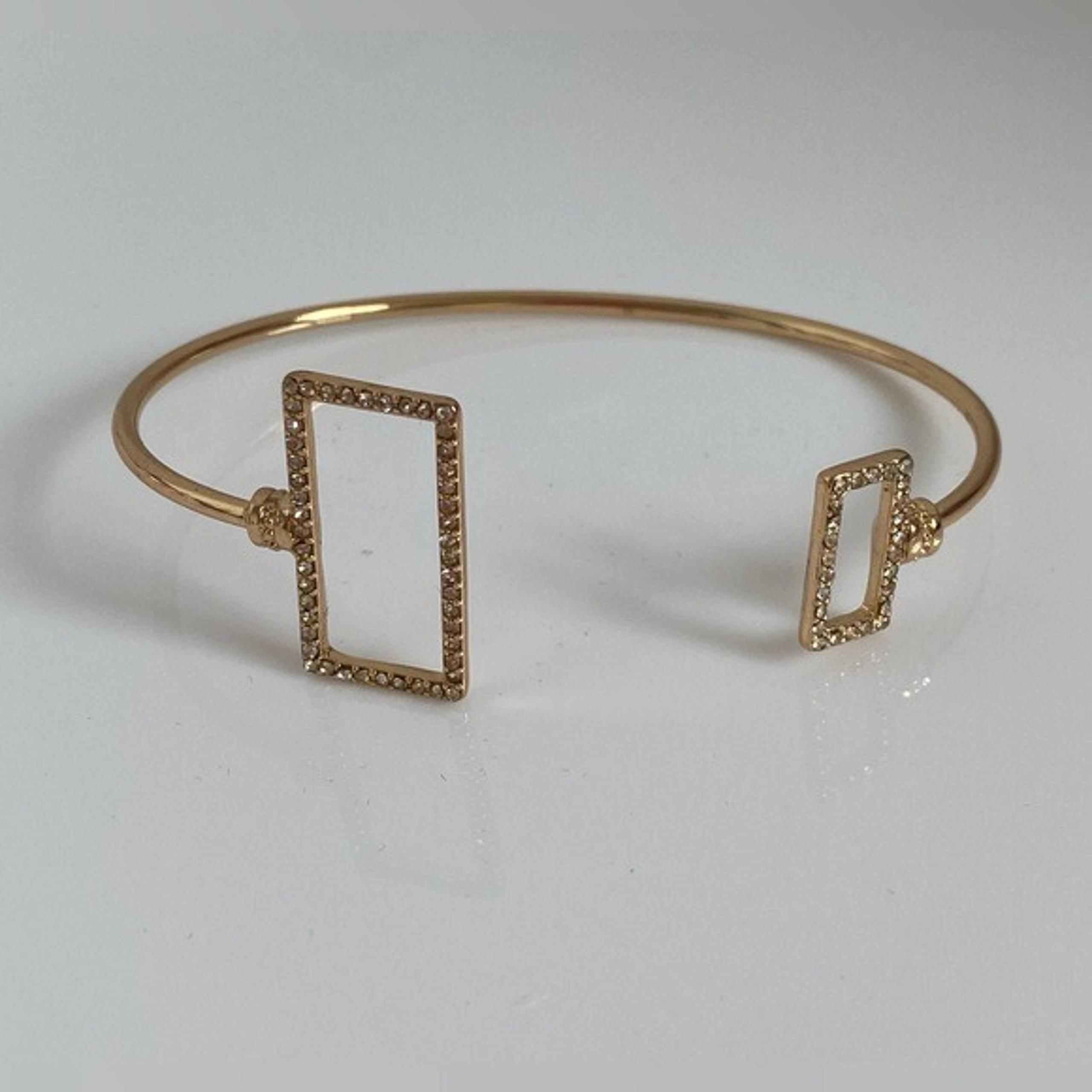 BaubleBar Gold Pavé Crystal Adjustable Geometric Cuff Bracelet