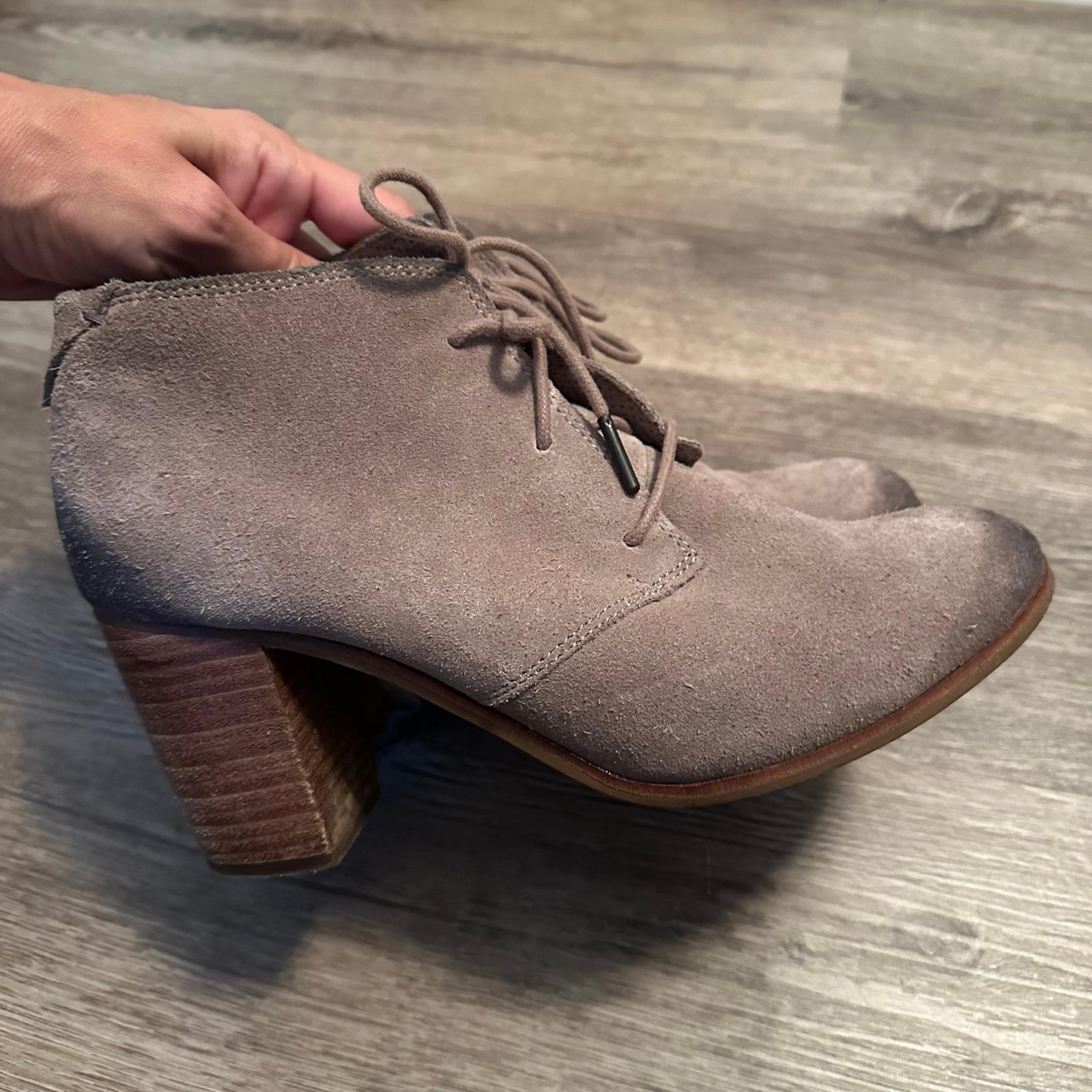 Toms Suede Grey Lace Up Booties