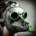 Adjustable Grey Plague Doctor w/ Green Goggles Bird Beak Masquerade Mask #1080