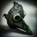 Adjustable Grey Plague Doctor w/ Green Goggles Bird Beak Masquerade Mask #1080