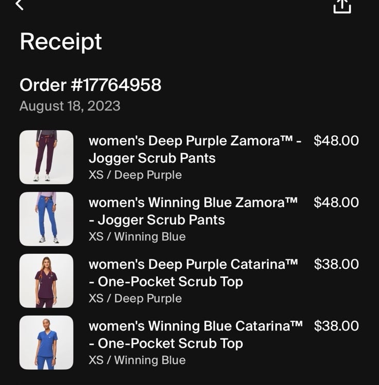 figs scrubs set xs