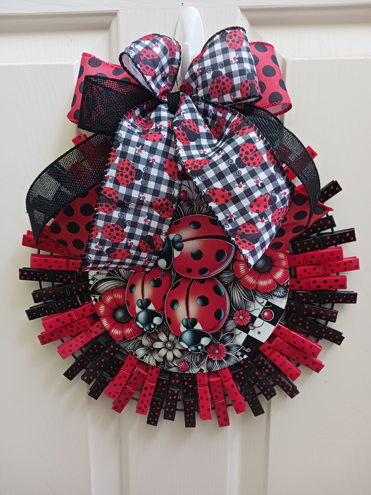 Handmade ladybug wreath
