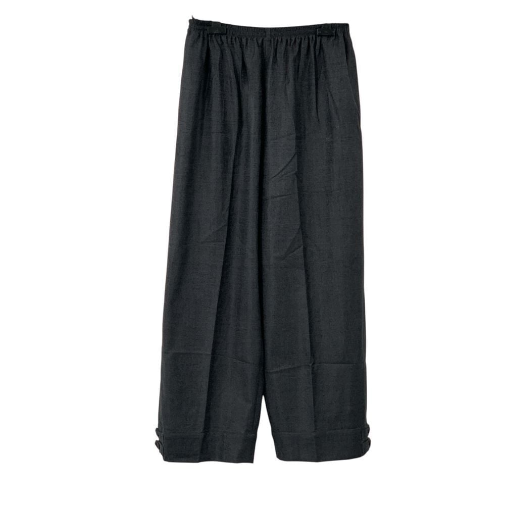 Eskandar Charcoal Gray Wool/Silk Wide-Leg Pull-On Pants Flowy Trousers Size 1