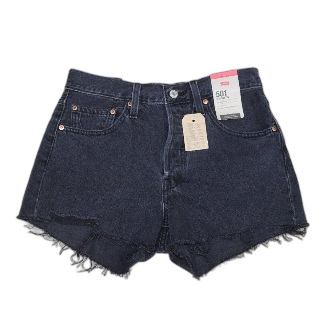 Levis 501 Highrise Black Denim Cut off Shorts Size 27