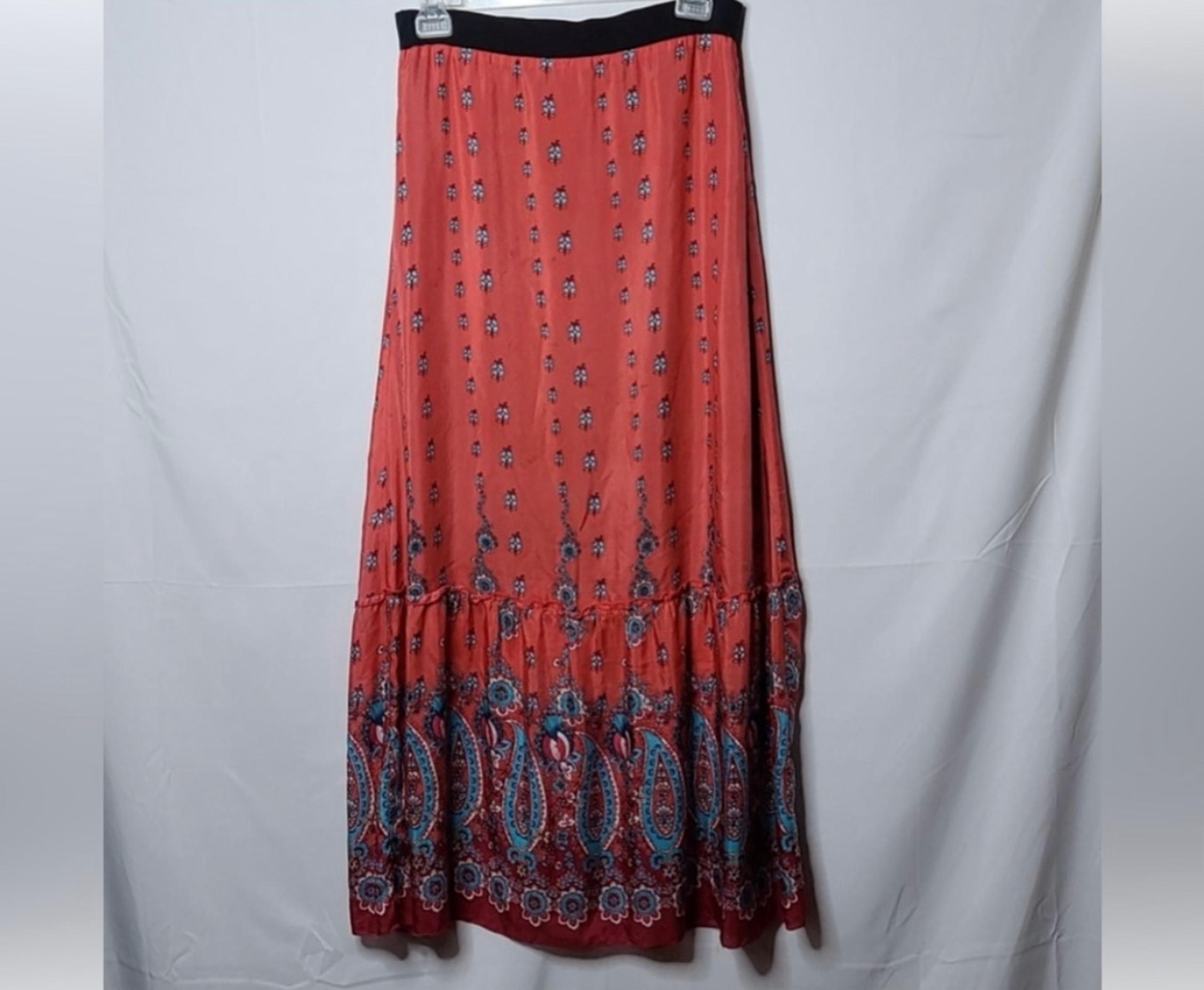 Johnny Was Silk flowy maxi floral skirt sz S
