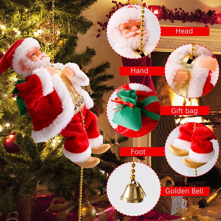 Climbing SantaClaus Musical Electric Doll Christmas Ornament Decor Creative Gift