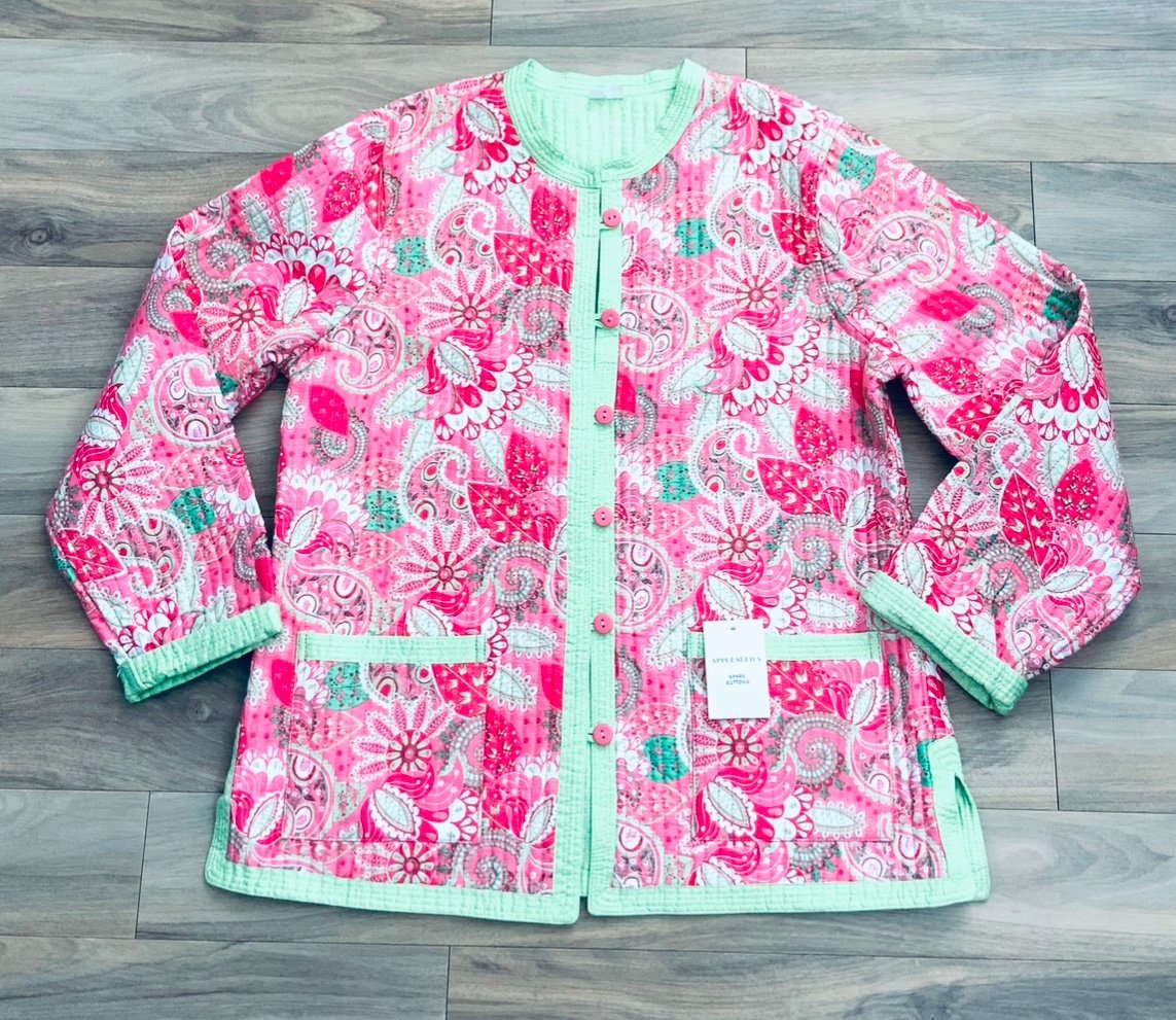 APPLESEED'S Floral Reversible Quilted Kimono Jacket