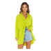 Show Me Your MuMu Johns Button Down Shirt Neon Yellow Crinkle Long Sleeve XXL