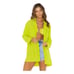 Show Me Your MuMu Johns Button Down Shirt Neon Yellow Crinkle Long Sleeve XXL