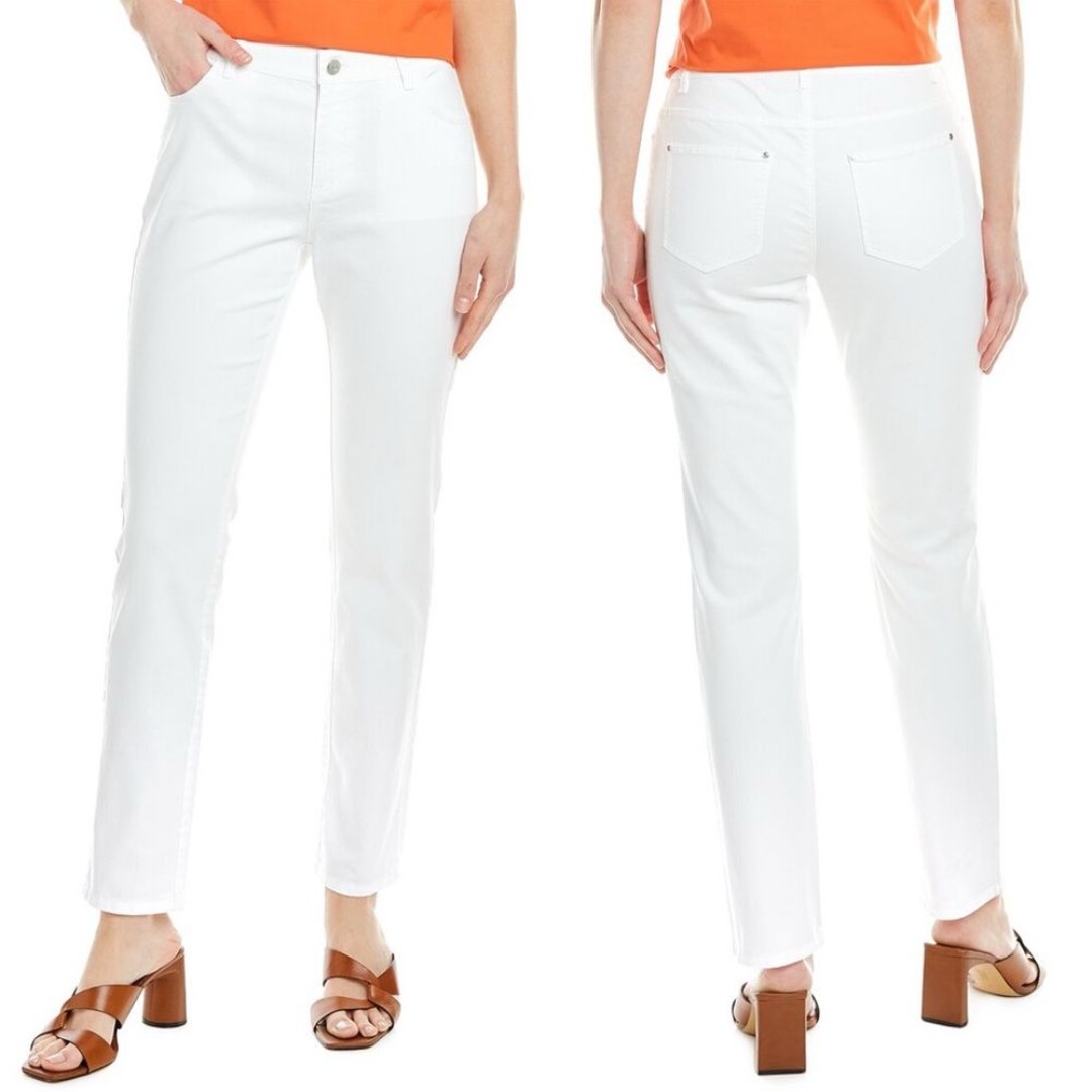 Lafayette 148 Women's Thompson Straight Leg Mid Rise Jean, White - Size 18