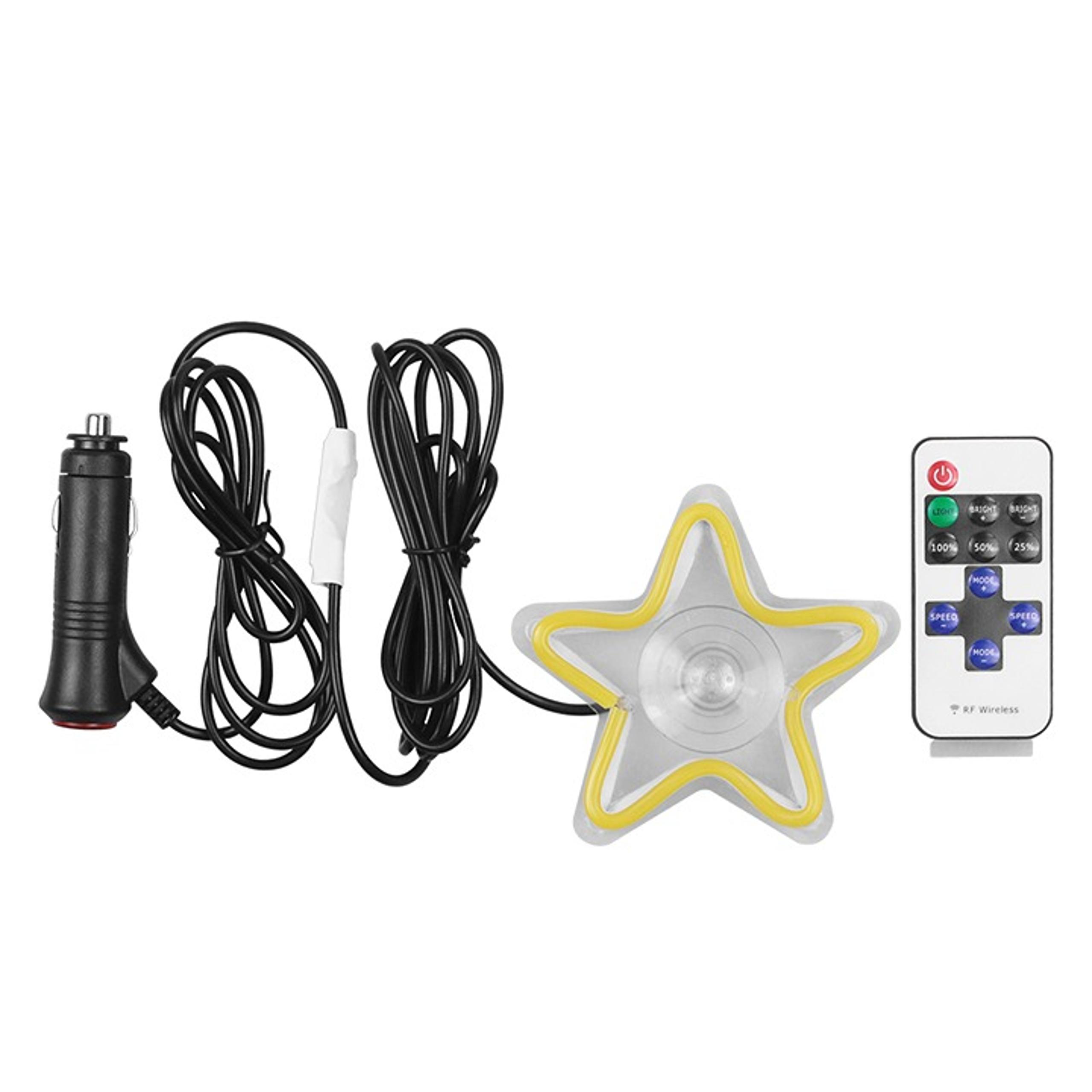 NEW UNIVERSAL STAR SHAPED YELLOW LED Neon Flash Light Car Window Glow Control