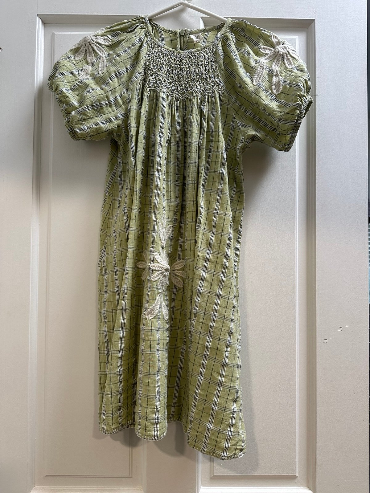Apolina dress green cotton embroidery 9-11