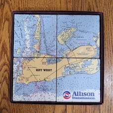 NIB Allison Transmission Nautical Key West Map Marble Coasters Set of 4