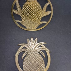 Vintage Brass Pineapple Trivets From Hawaii.