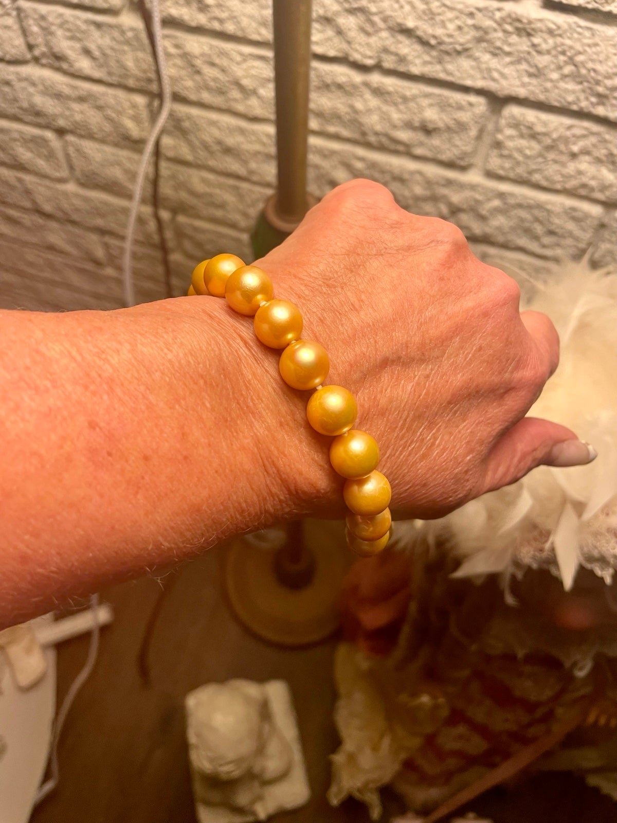 Authentic deep golden south sea pearl necklace