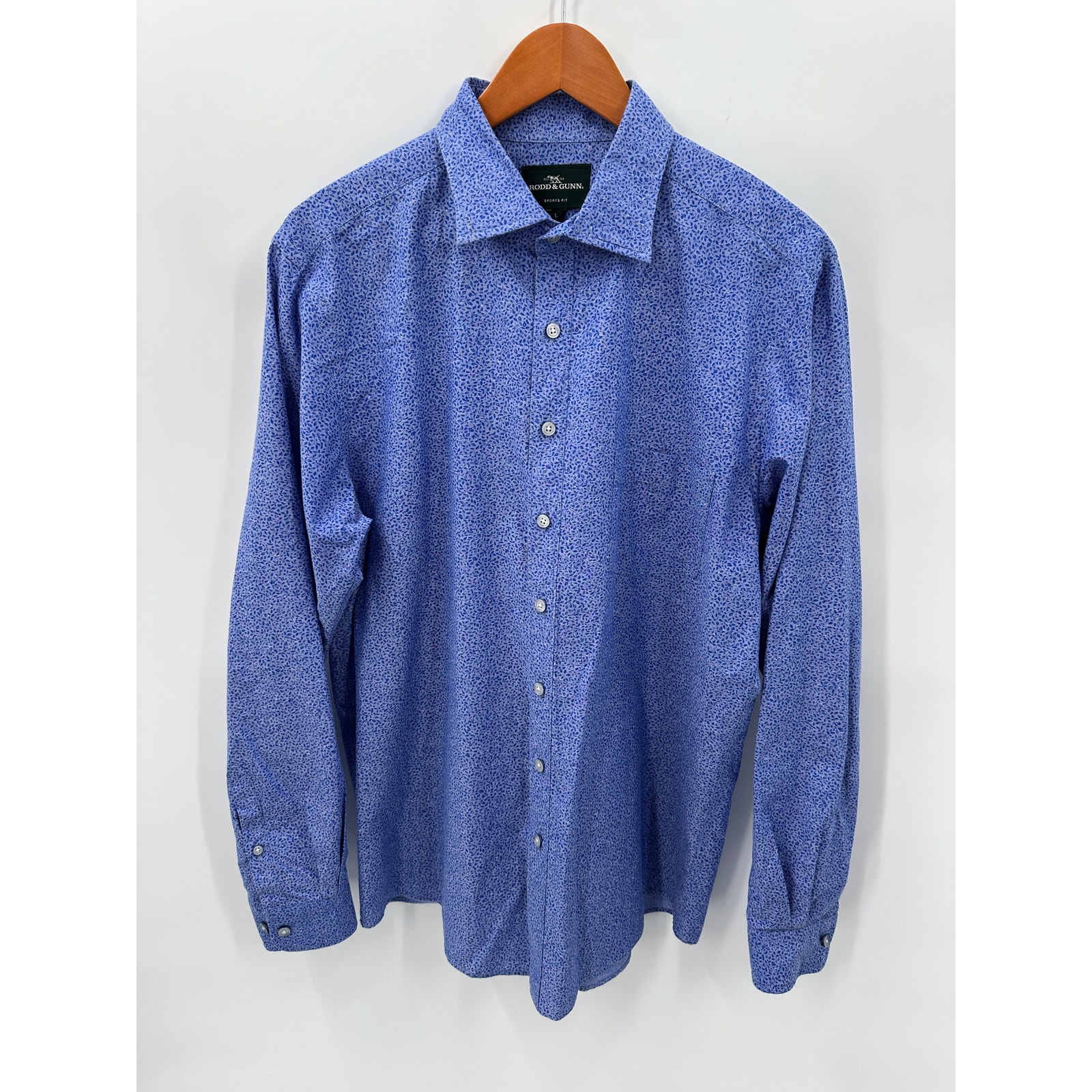 RODD & GUNN Sports Fit Blue Pattern 100% Cotton Button Down Shirt // L