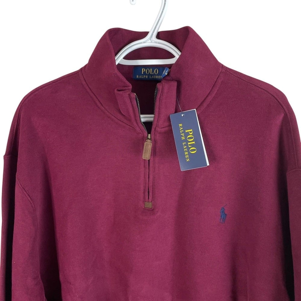 NEW Polo Ralph Lauren Mens 2XL Classic Fit Mock Neck 1/4 Zip Sweater Red *read