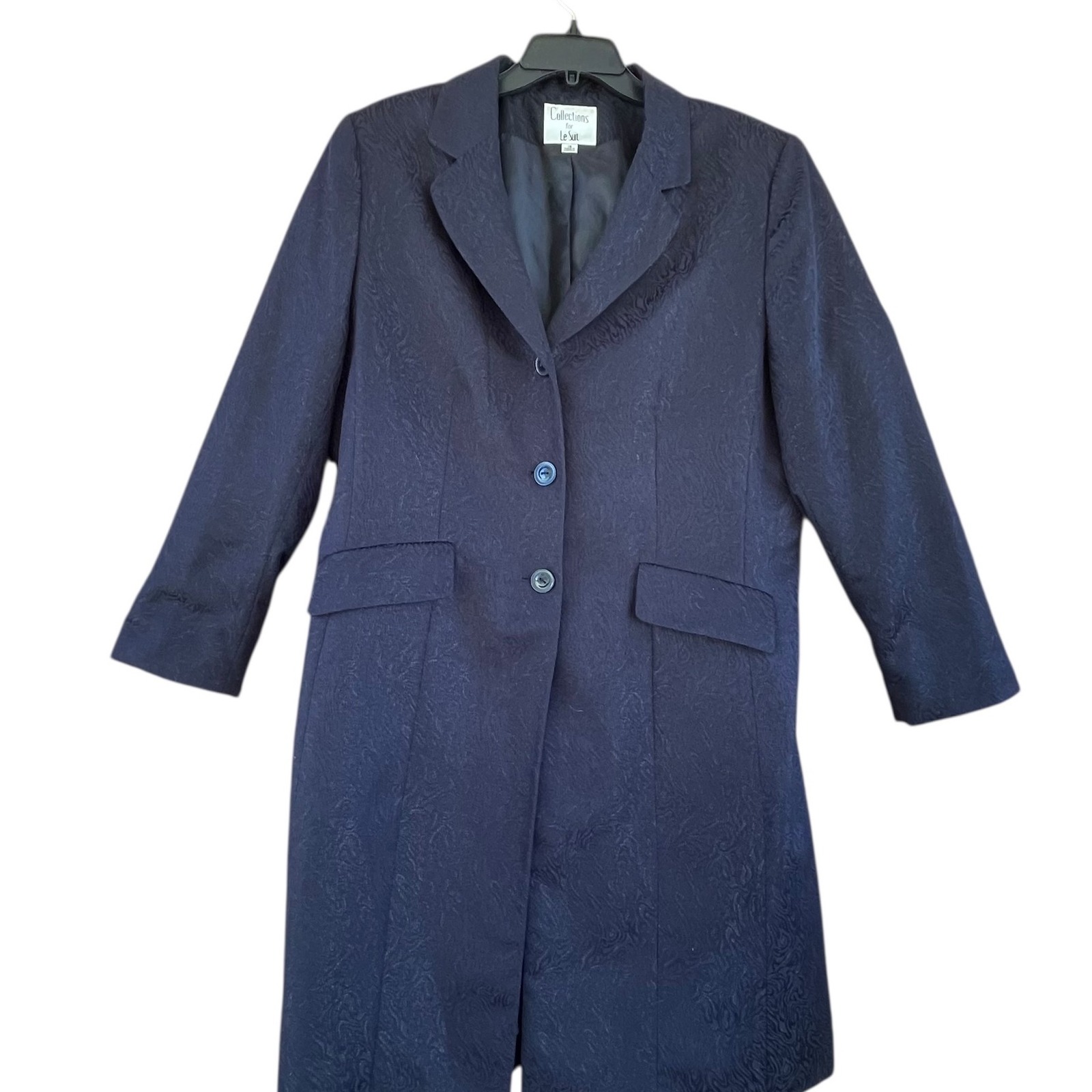 Collections for Le Suit Blazer Coat 3 Button Front Textured Black Size 16