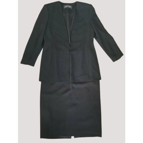 * LINDA ALLARD Ellen Tracy Black Wool Skirt Suit Ladies Size 10 Blazer and Skirt