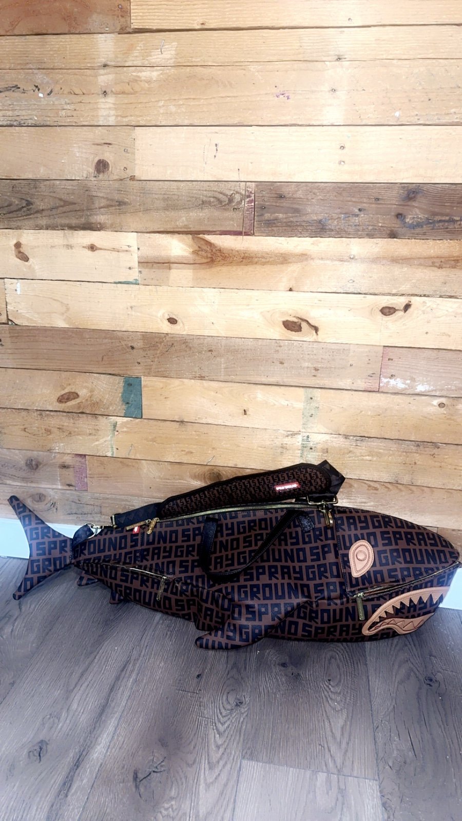 Sprayground shark duffel bag