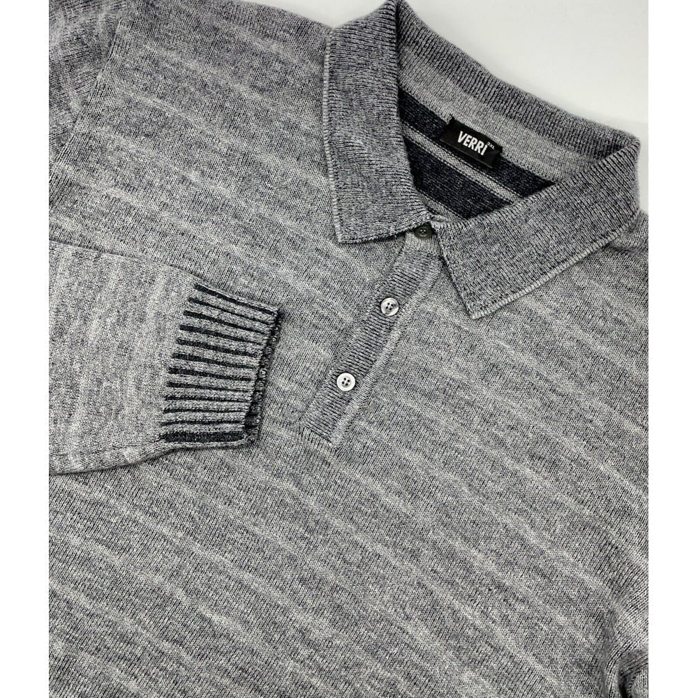 Verri Henley Sweater Men XXXL Gray Pure Wool Pullover Preppy Casual Long Sleeve