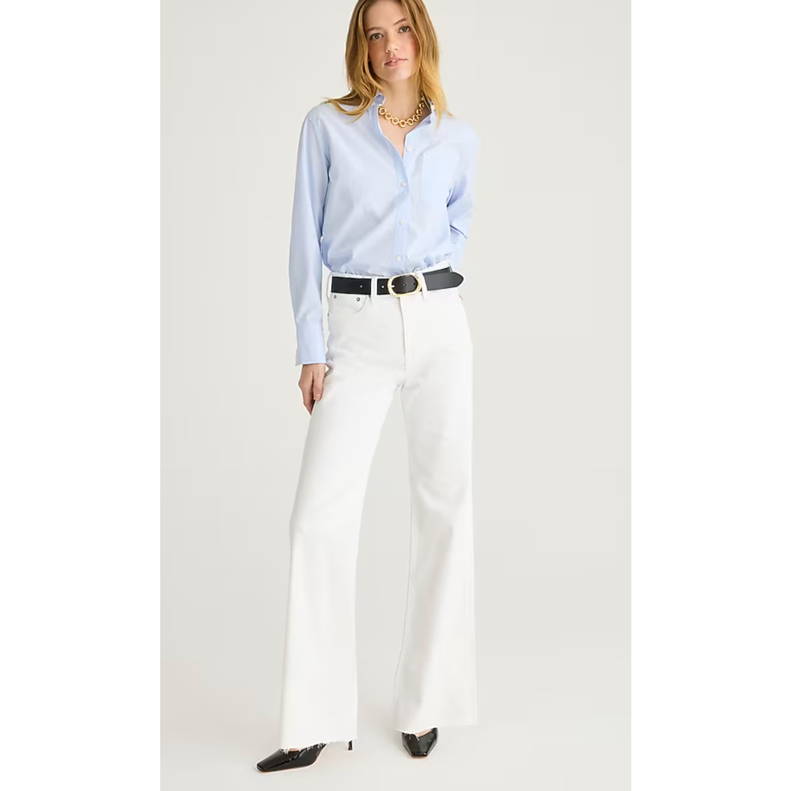 NWT J. Crew Full Length Slim Wide Leg Jeans 26 26P P26 White Denim BX823 J.Crew