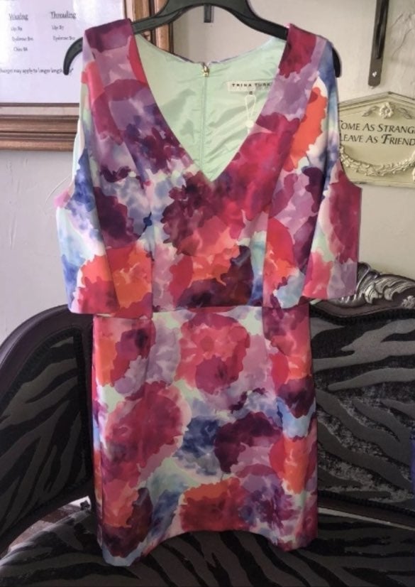 Trina Turk Oakhurst Floral Cold Shoulder Dress Sz 8 NWT