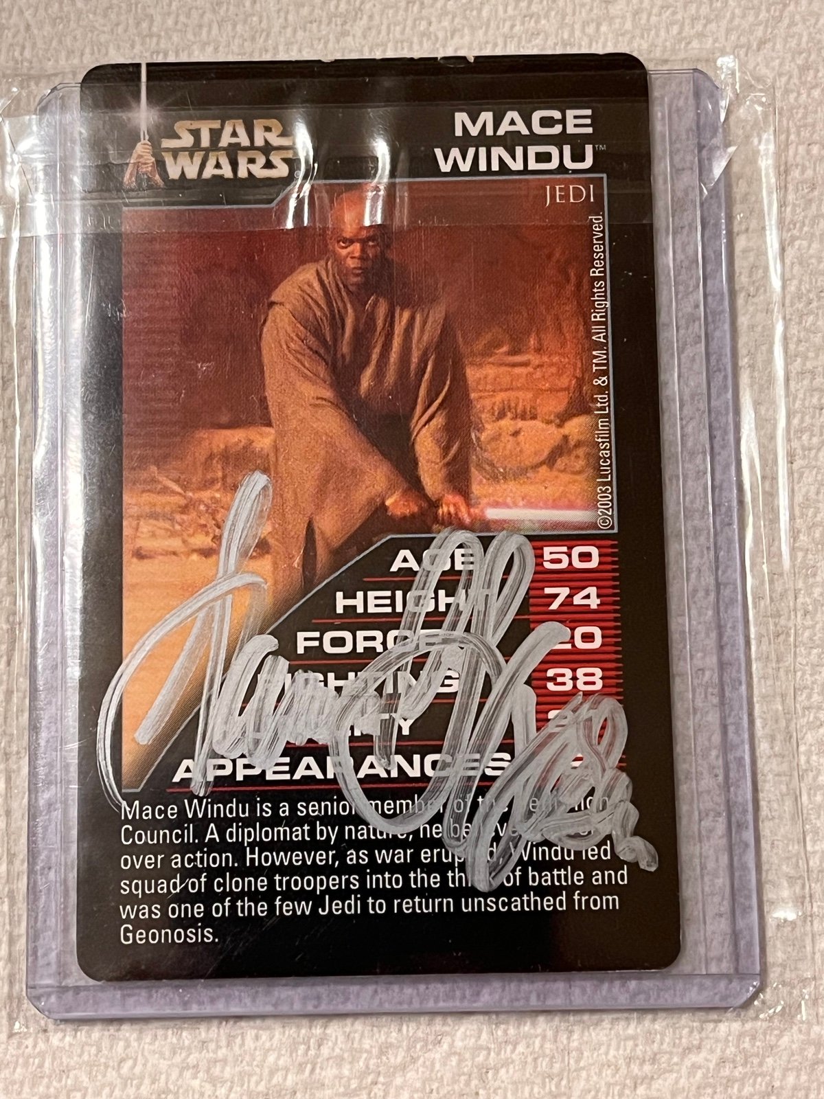 CARD STAR WARS MACE WINDU / SAMUEL JACKSON AUTO PERSONAL REAL