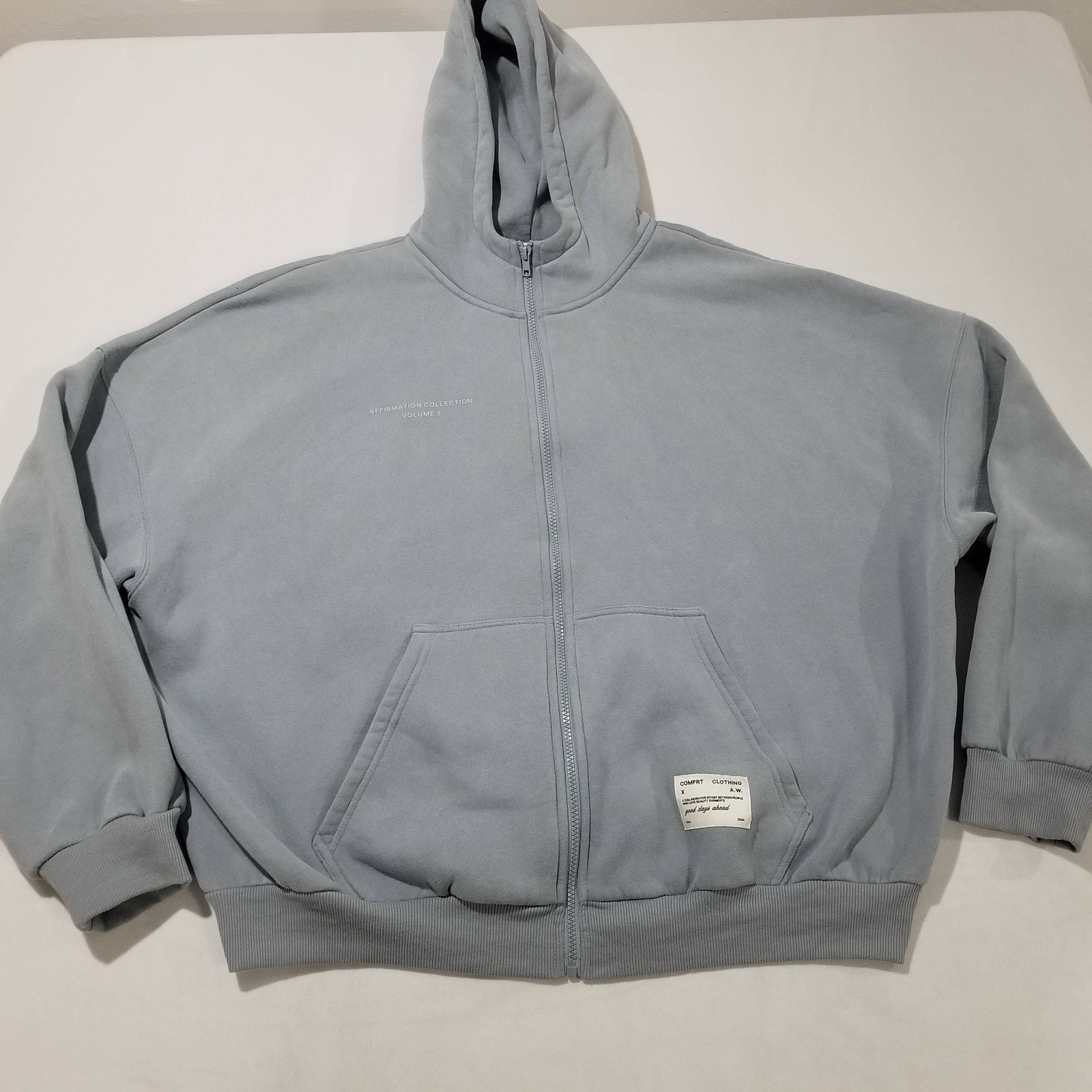 Comfrt Affirmation Zip Hoodie Large Slate Gray Blue Collection Full Zip Up