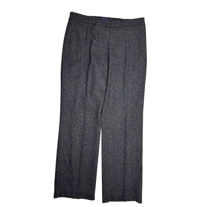 NOS VTG 90s Womens 12 Virgin Wool Flat Front Trousers Dress Pants Slacks Gray