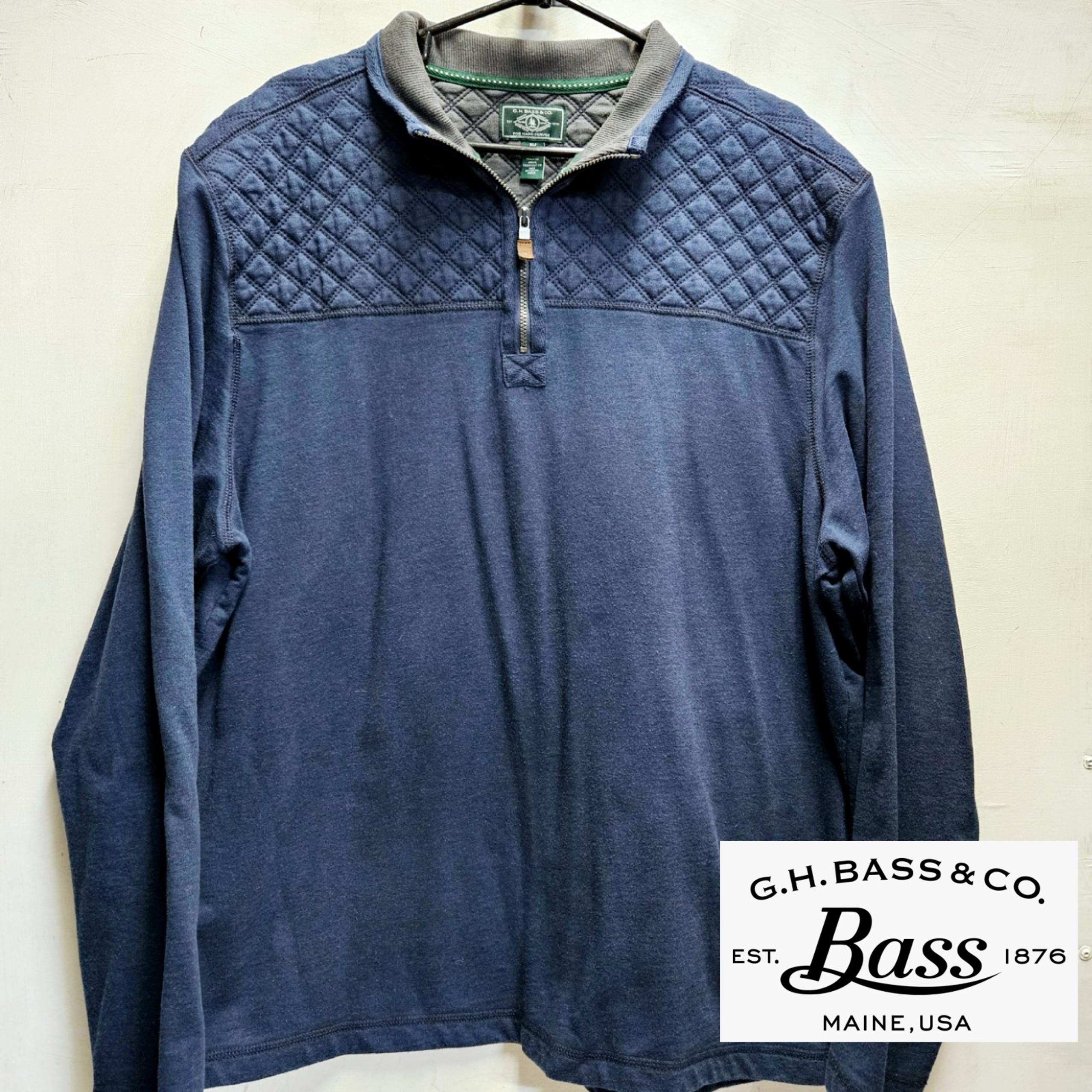 GH Bass & Co. blue 1/4 zip collared pullover sweatshirt quilted upper mens XL