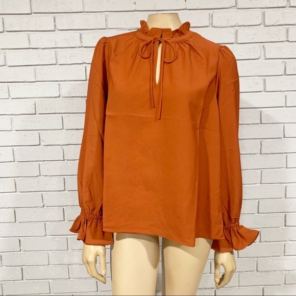J.Crew Gathered Ruffle Drapey Top in Deep Ember - Size M