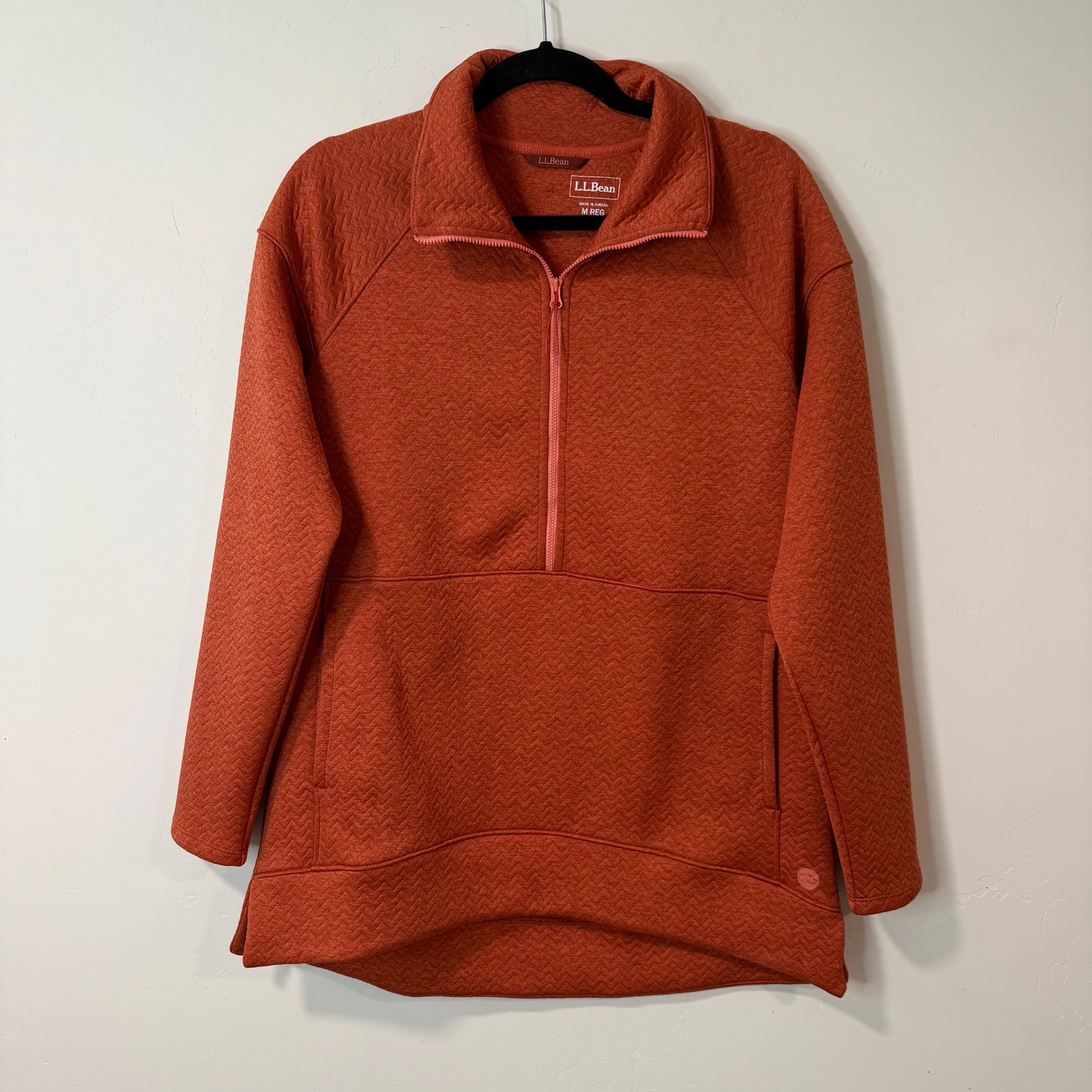 L.L. Bean Womens FlexForward Quilted Half-Zip Pullover Sweatshirt Orange Medium