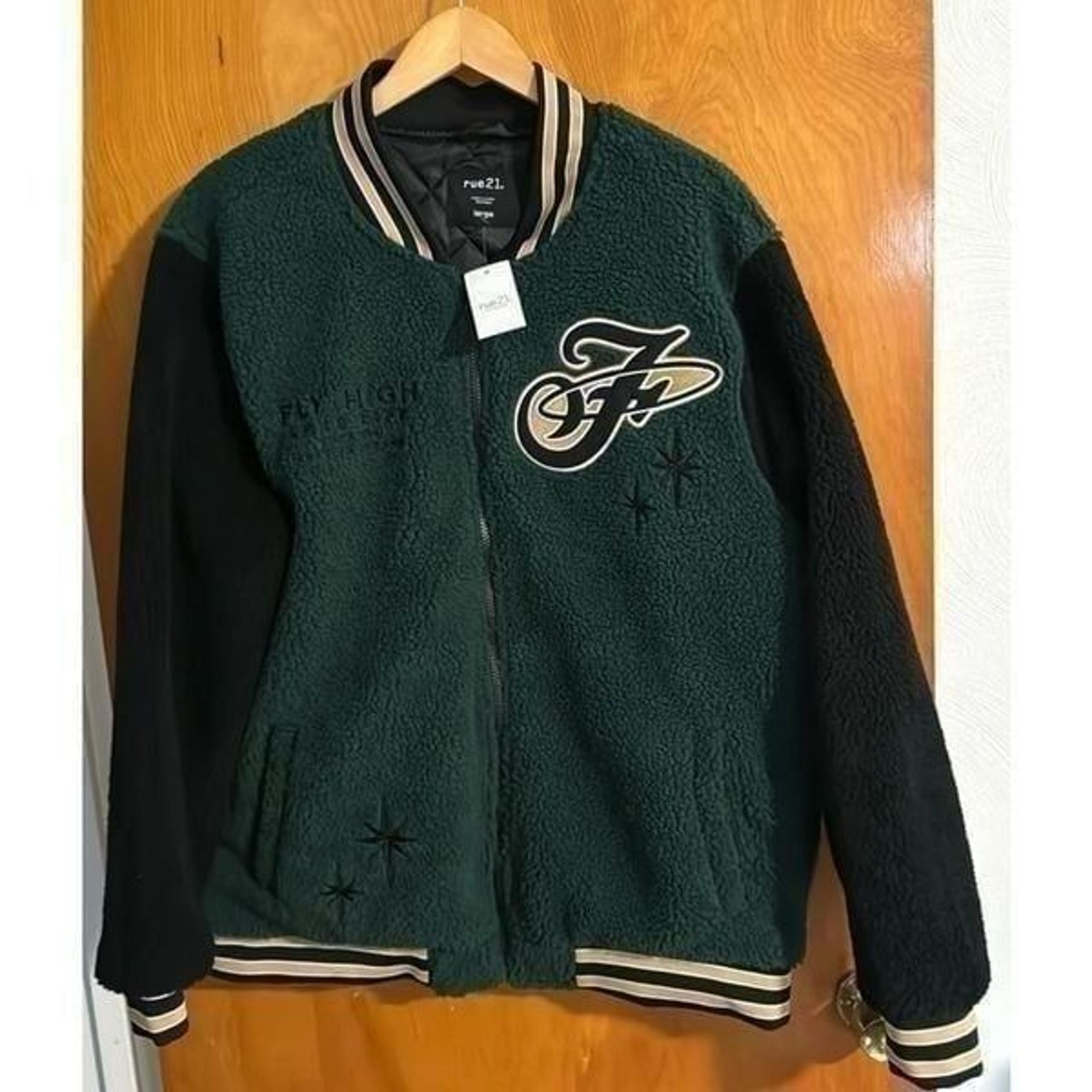 Fleece Bomber Jacket Mens Large Green Rue21