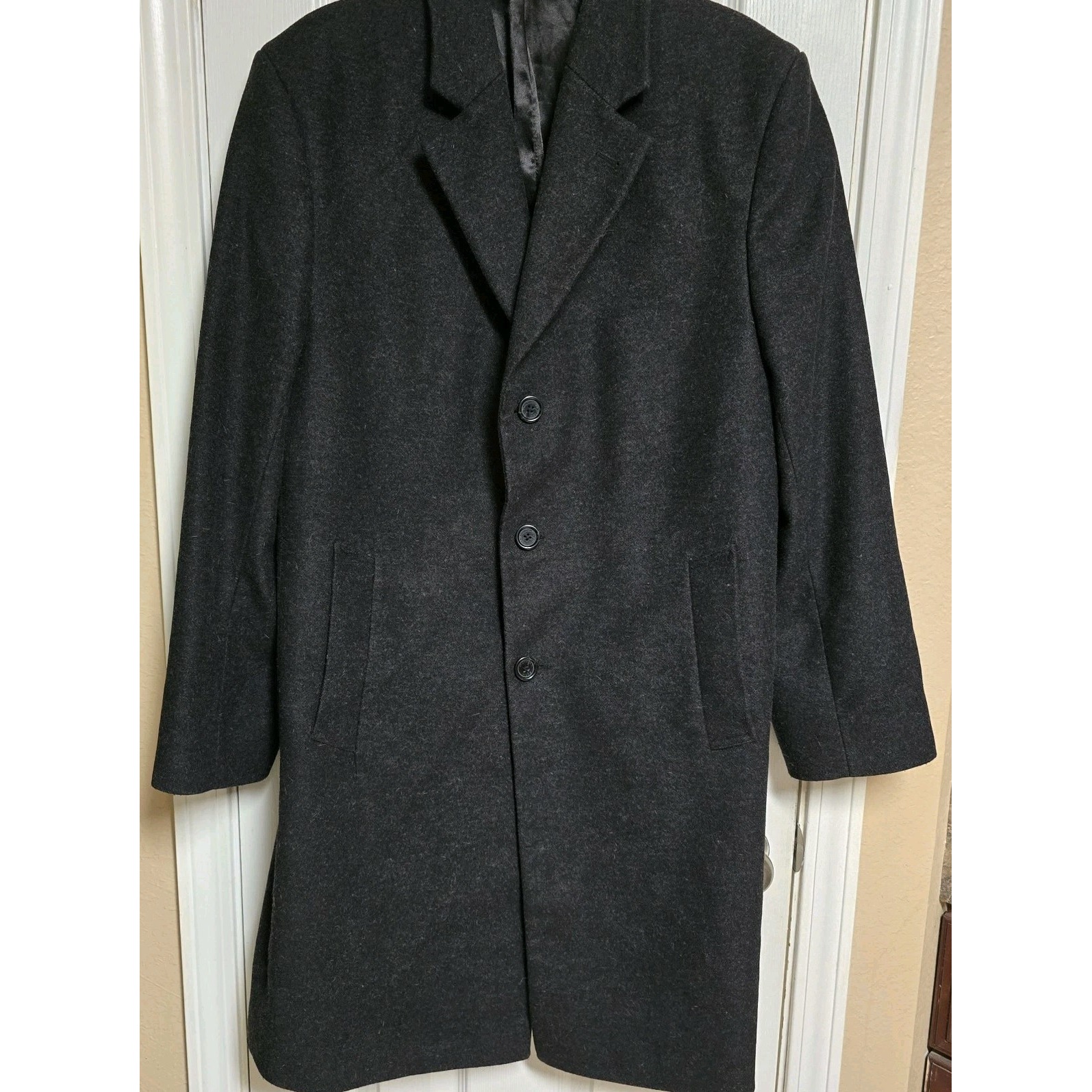 MICHAEL KORS Charcoal Grey Wool Blend Men's Car Coat Size 40R Single Breasted