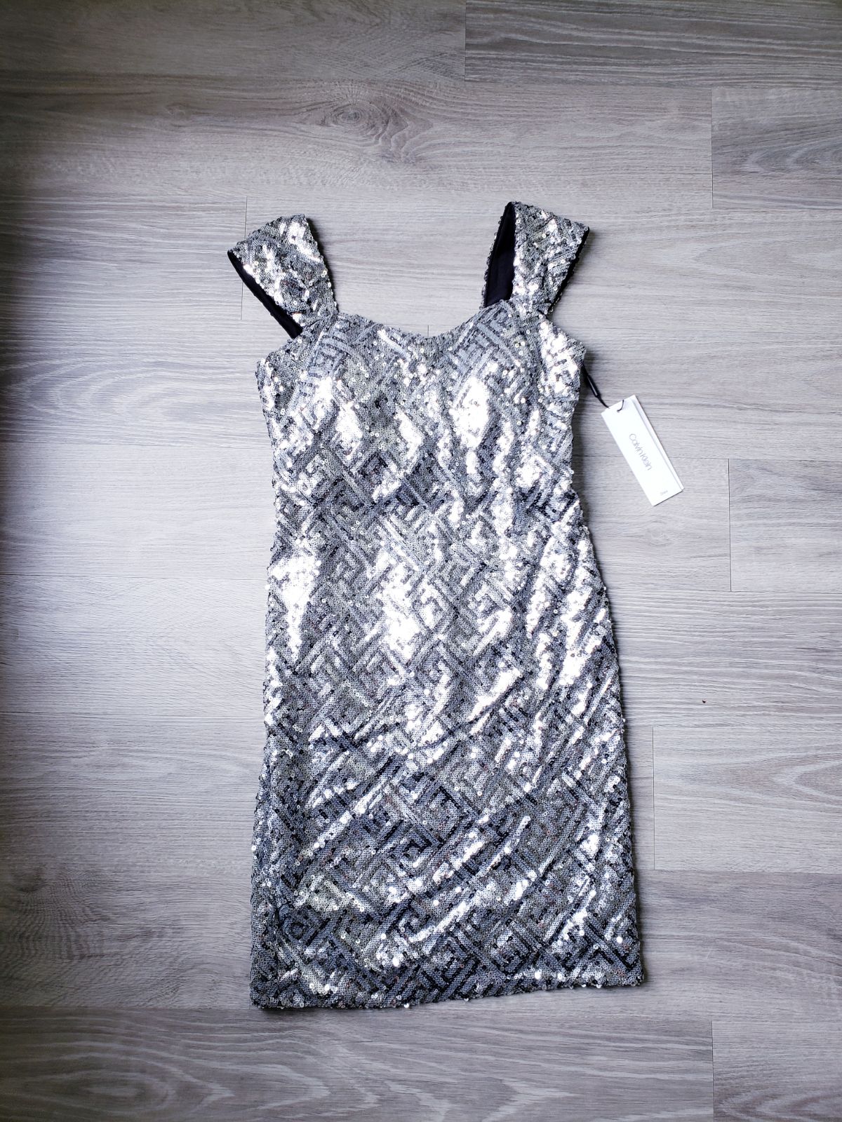 Calvin Klein Silver Sequin Dress
