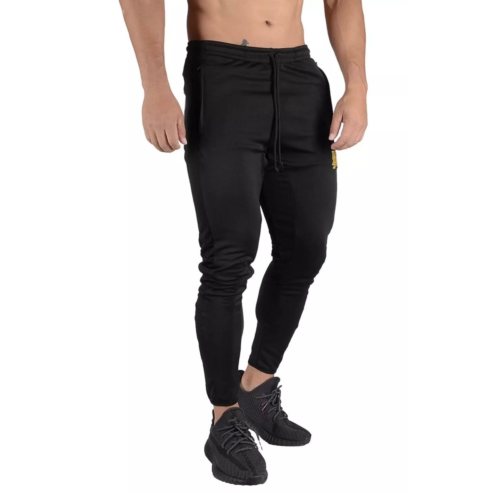 YoungLA Men's Soccer Training Track Pants Tapered Fit Zipper Ankle Black Medium