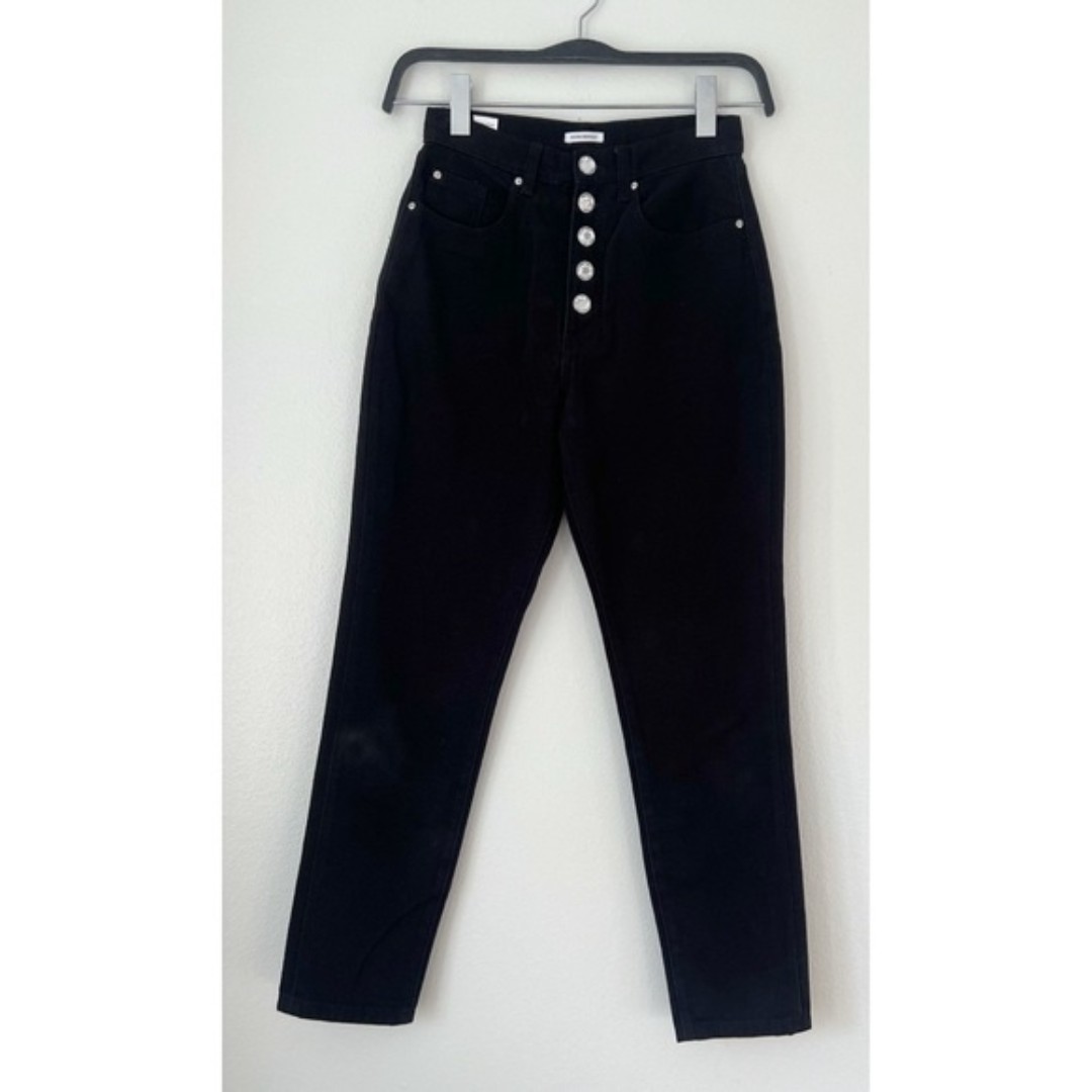 WeWoreWhat Black Gem Button Fly The Danielle High Rise Vintage Jeans Size 26