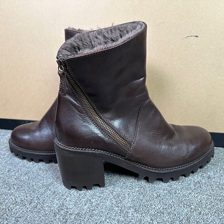 Ron White WiIlandy Leather Zipper Fur Lined Boots Chocolate Brown EU 38.5 US 8