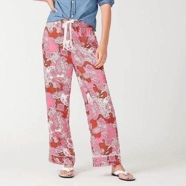 J. CREW | Relaxed Pant in Vintage Paisley Pink Size 14 NWT E157