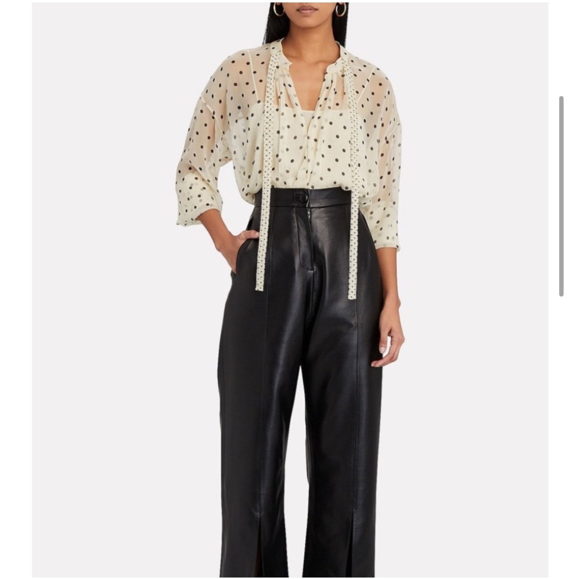 Adam Lippes Polka Dot Silk Chiffon Blouse size small new with tags