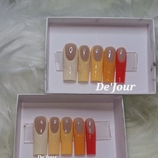 Orange Shade French Tip Acrylic Press on nails