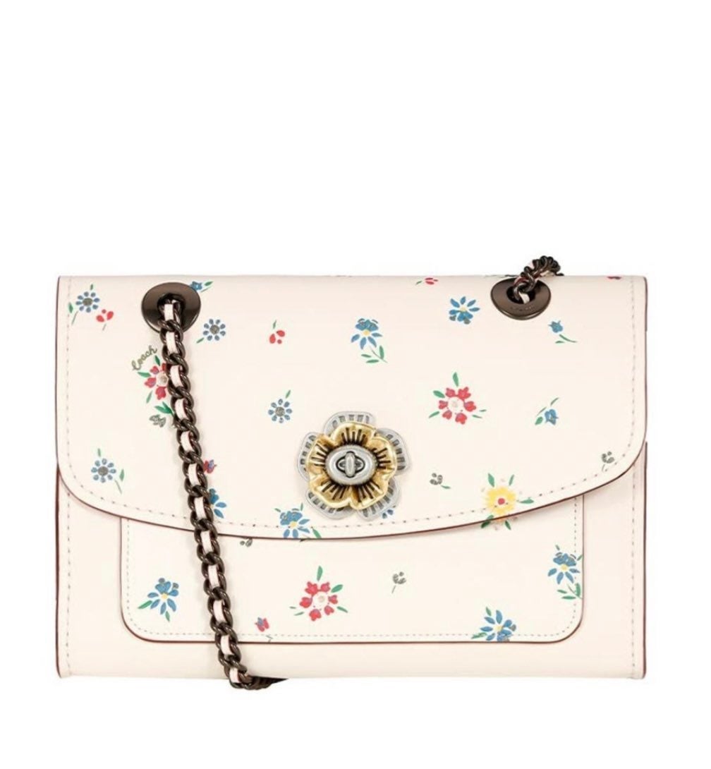 Coach Parker Floral-print Leather Shoulder Bag