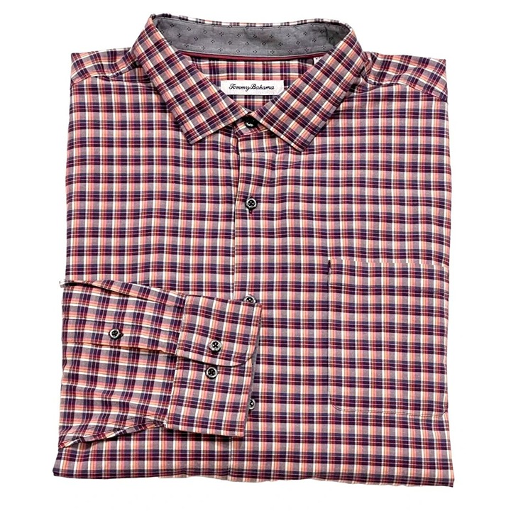 Tommy Bahama Mens Small New Red Sail Lindi Check Long Sleeve Plaid Shirt