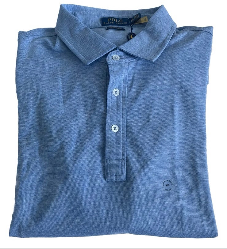 Men’s Ralph Lauren Polo Heather BLUE Long Sleeve XXL Polo MSRP 125 NEW NWT