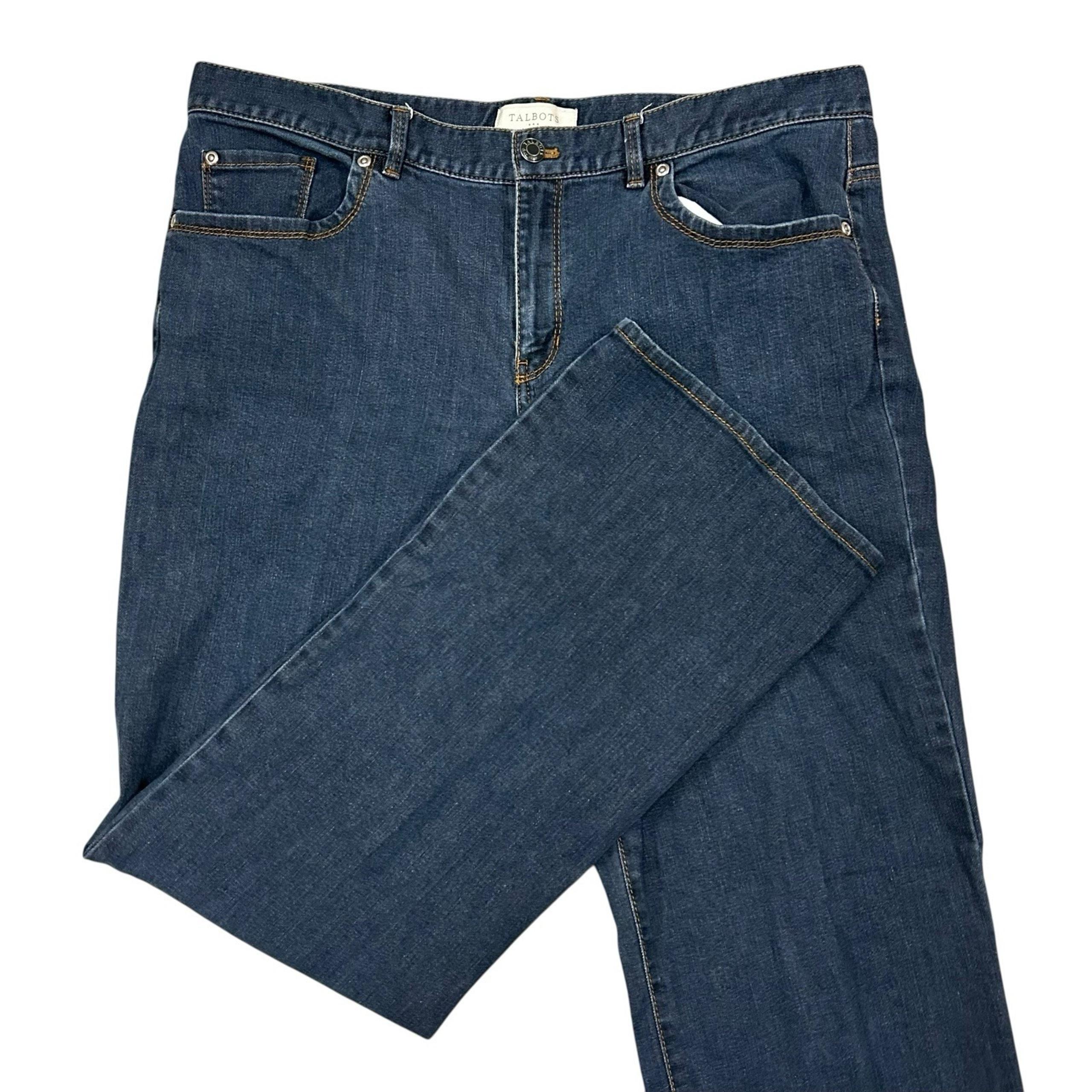 Talbots Boot Cut Jeans Women's Size 14 Blue Denim 31" Inseam Dark Wash