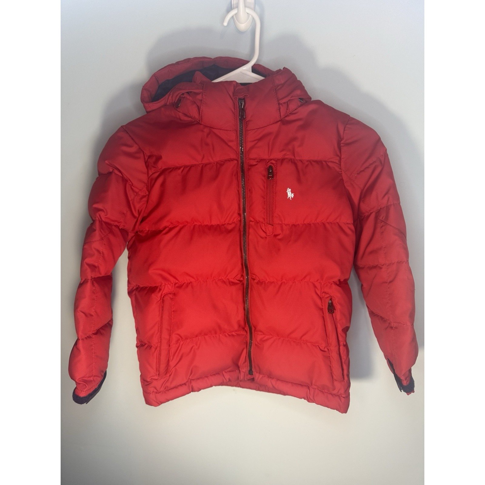 Boys Size 7 POLO Ralph Lauren Puffer Duck Down Jacket Coat Red Great Condition