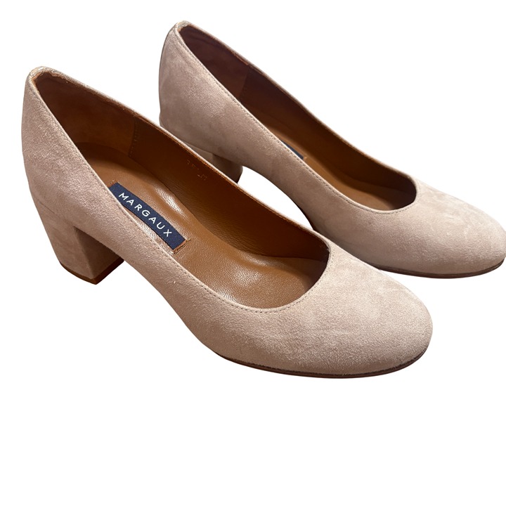Margaux The Heel beige suede size EU 35.5 M US 5.5 6 pump block made in Spain