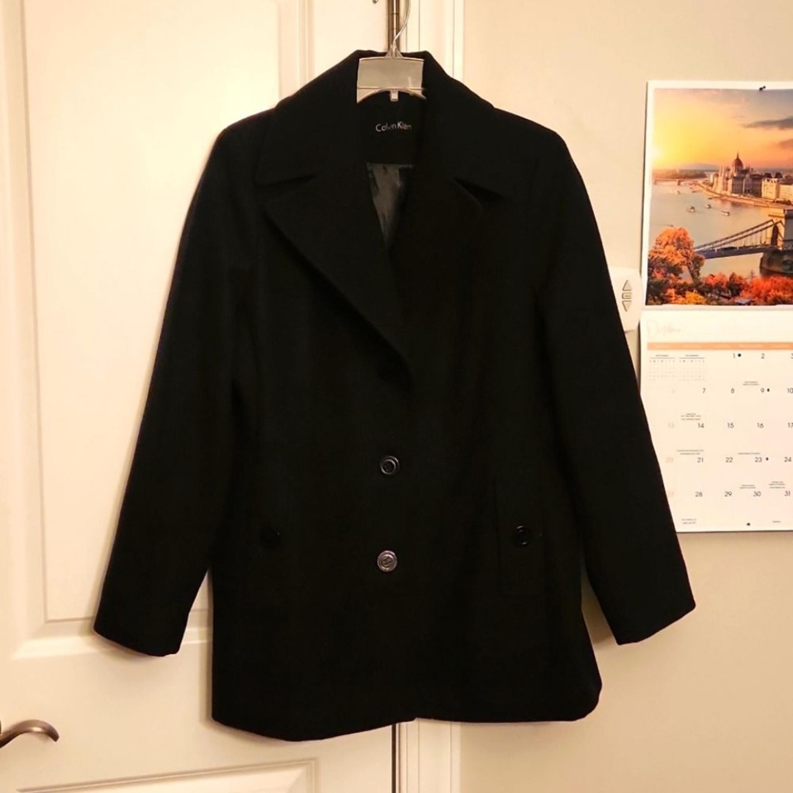 Calvin Klein Women's Black Wool Peacoat Size 16